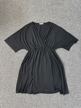 Ekouaer Black Faux Wrap Dress (NWOT)